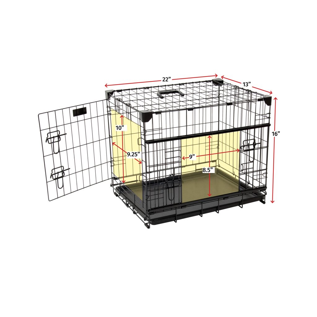 Lucky Dog 22” Sliding Double Door Dog Crate (XS) Spots Dog Kennel