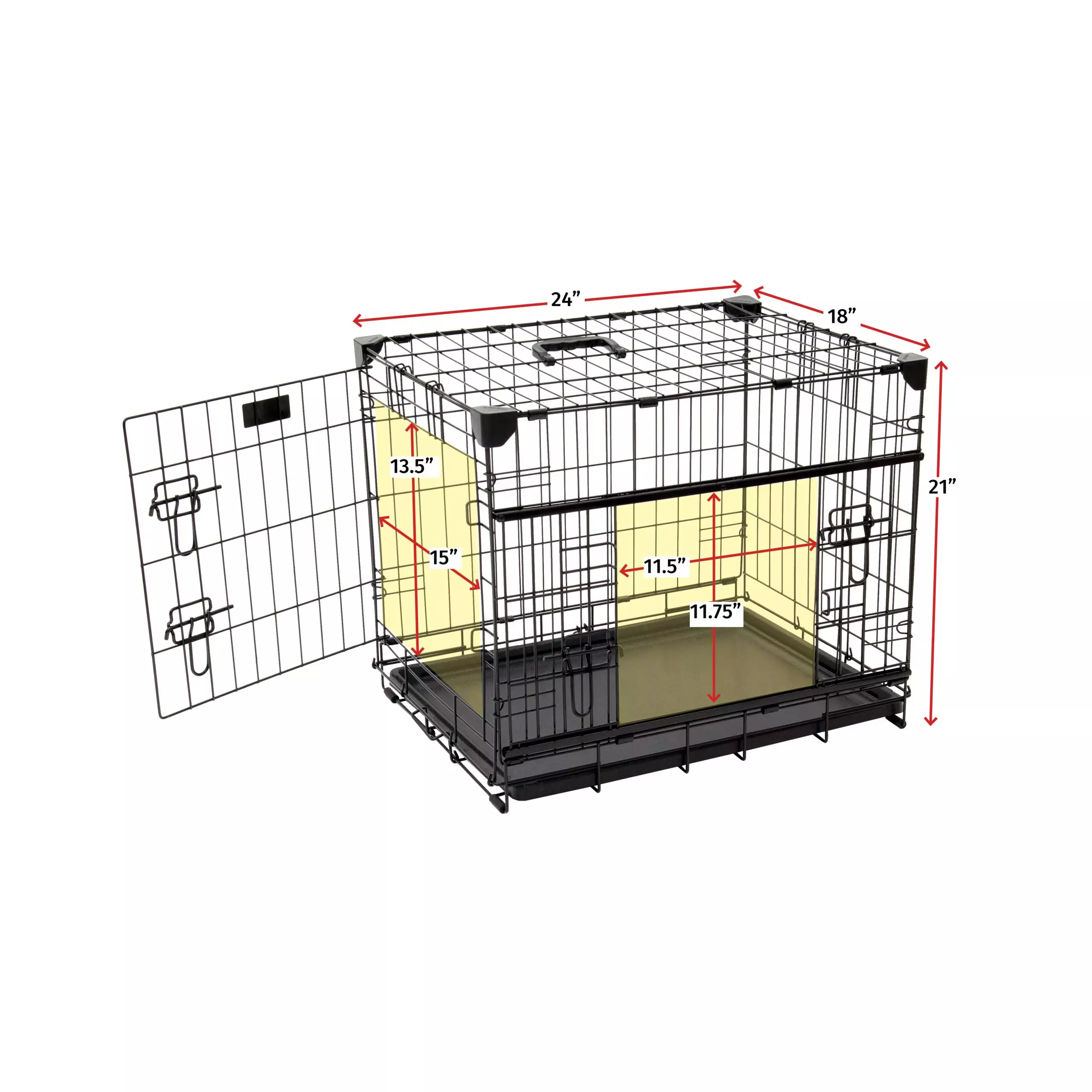Lucky Dog 24” Sliding Double Door Dog Crate (S) - Image 2