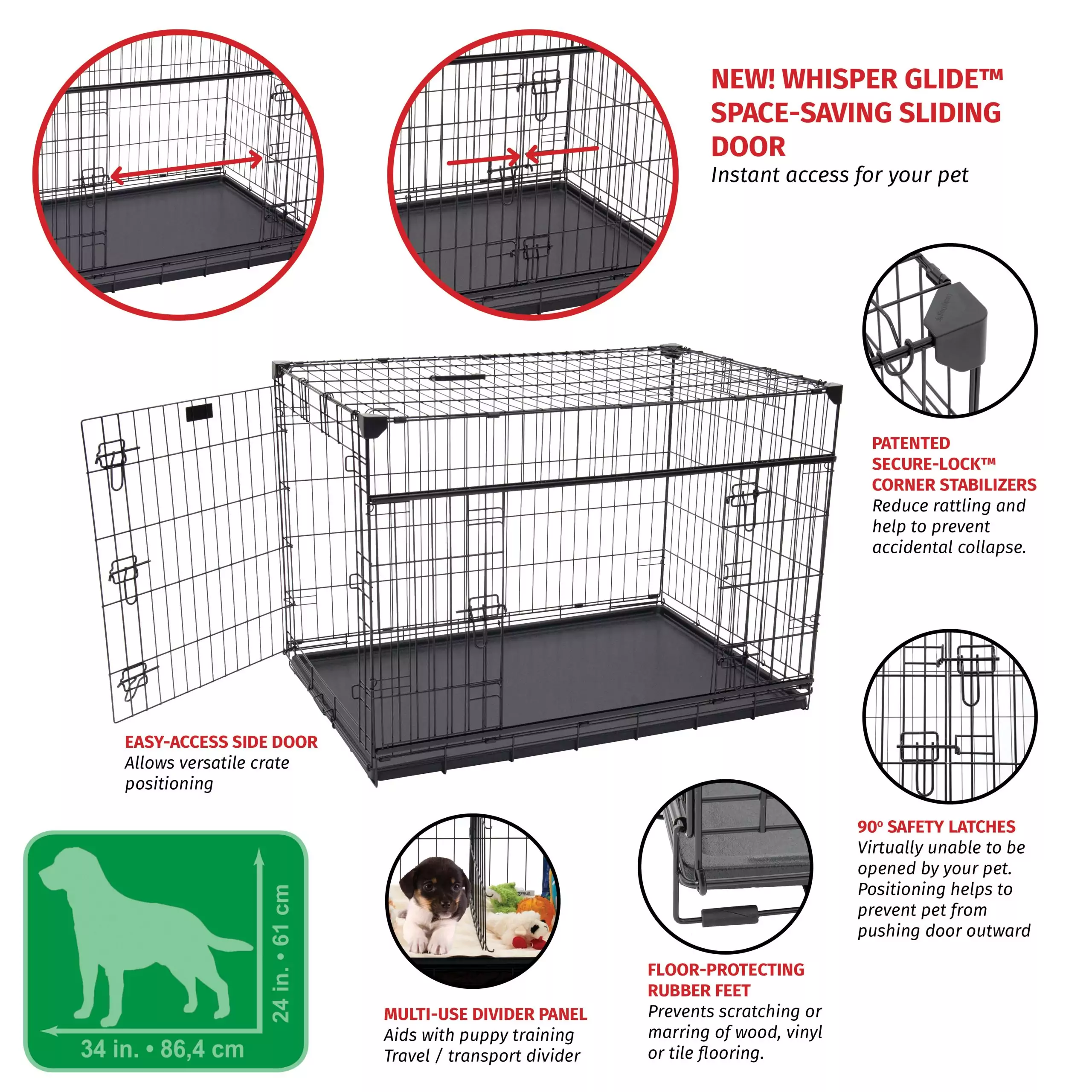 Lucky Dog 42” Sliding Double Door Dog Crate (L) - Image 2